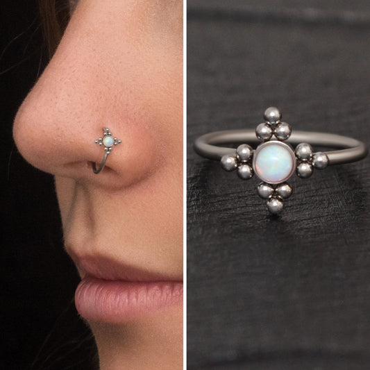 Opal Nose Jewelry Titanium - TitaniumFashion