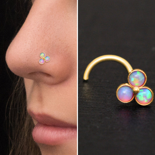 Opal Nose Stud Ring Surgical Steel - TitaniumFashion