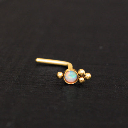 Opal Nose Stud Ring Surgical Steel - TitaniumFashion