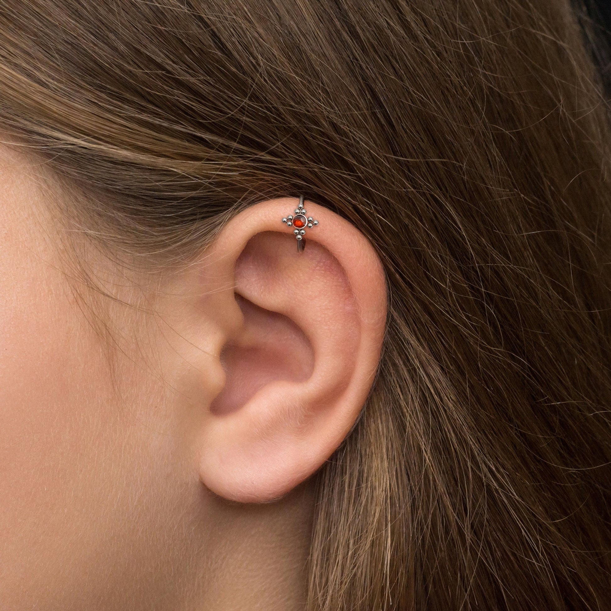 CZ Tragus Hoop Surgical Steel - TitaniumFashion