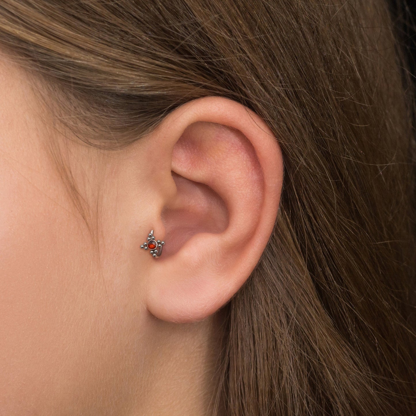 CZ Tragus Hoop Surgical Steel - TitaniumFashion