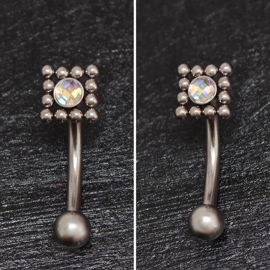 Titanium Curved Barbell Piercing CZ - TitaniumFashion