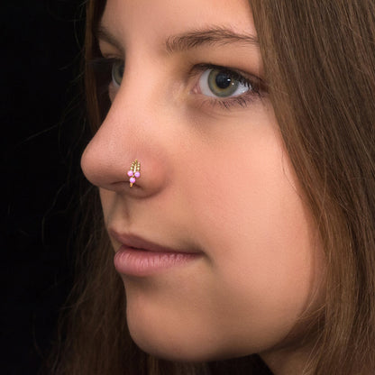 Surgical Steel Nose Hoop Opal - TitaniumFashion