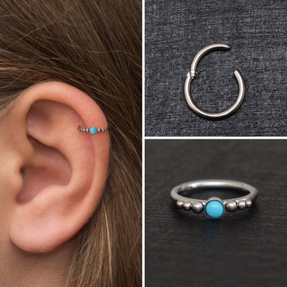 Turquoise Tragus Hoop Surgical Steel - TitaniumFashion