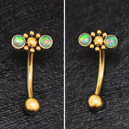Surgical Steel Rook Earring Opal - TitaniumFashion
