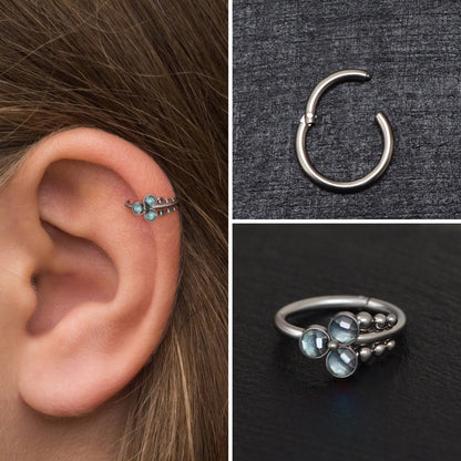 CZ Rook Earring Titanium Implant Grade - TitaniumFashion