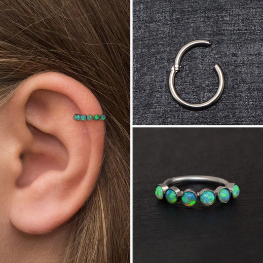 Opal Tragus Hoop Implant Grade Titanium - TitaniumFashion