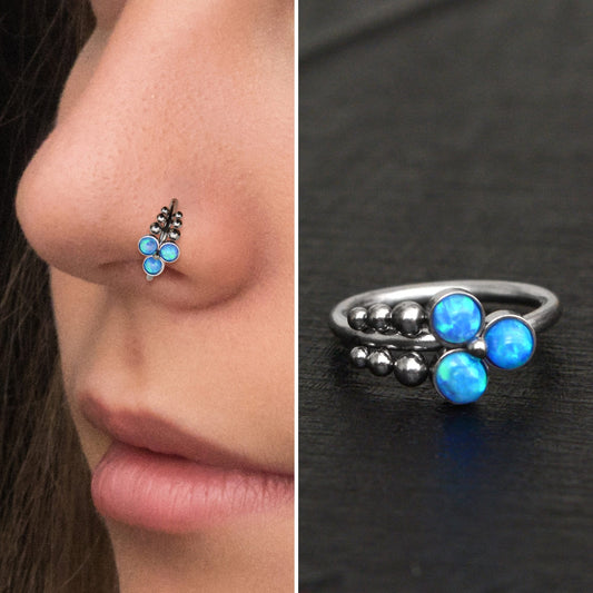 Titanium Nose Hoop Opal - TitaniumFashion