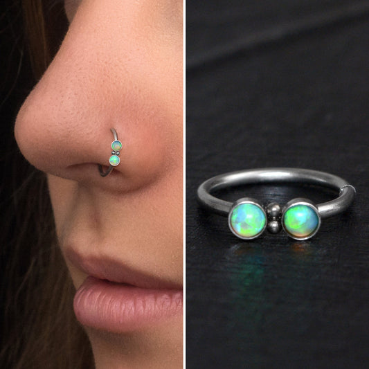 Titanium Nose Hoop Opal - TitaniumFashion