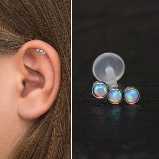 Cartilage Stud Earring Opal - TitaniumFashion