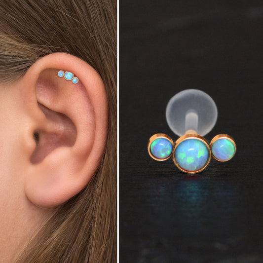 Opal Helix Curved Barbell Earring - TitaniumFashion