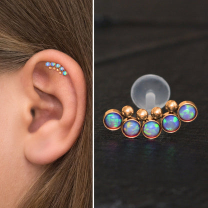 Bioflex Cartilage Curved Earring Opal - TitaniumFashion