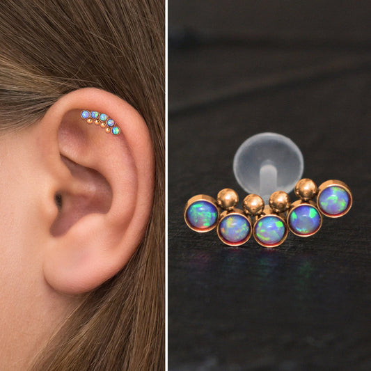 Bioflex Cartilage Curved Earring Opal - TitaniumFashion