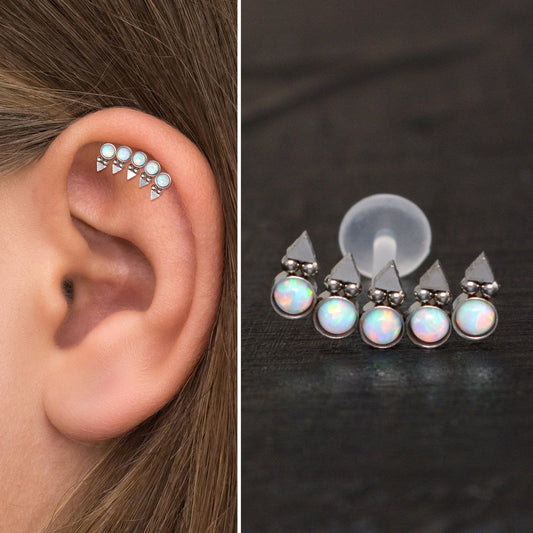 Opal Cartilage Curved Earring Bioflex - TitaniumFashion