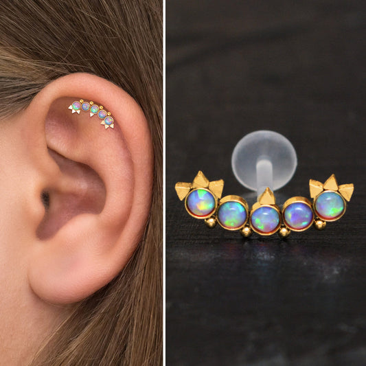 Cartilage Stud Earring Opal - TitaniumFashion