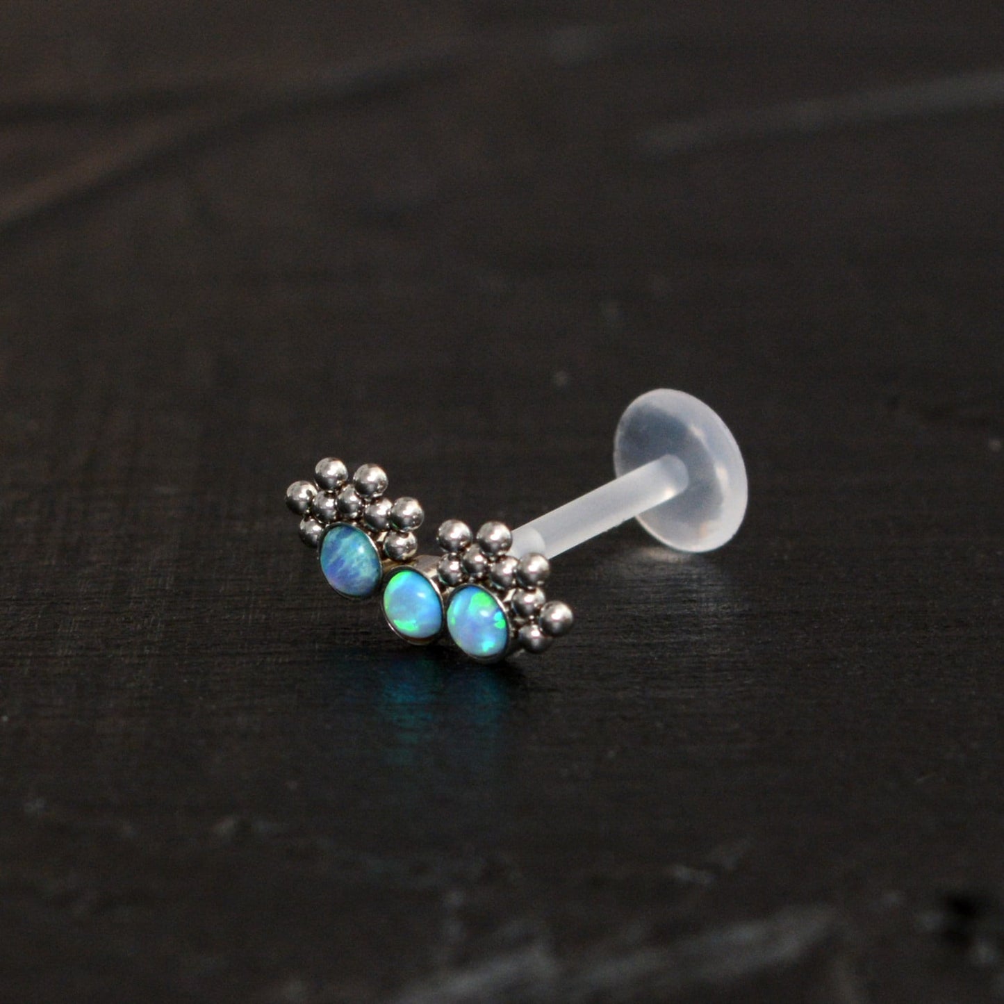 Bioflex Cartilage Curved Earring Opal - TitaniumFashion