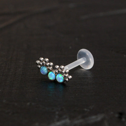 Bioflex Cartilage Curved Earring Opal - TitaniumFashion