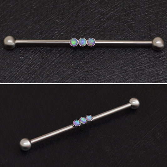 Opal Industrial Barbell 14g - TitaniumFashion