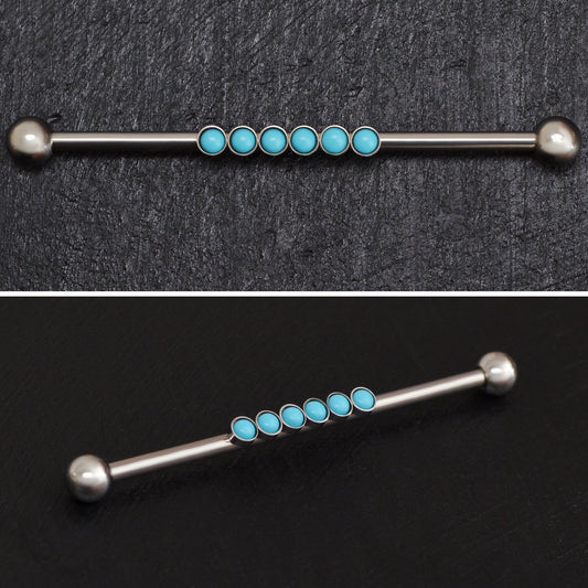 Turquoise Industrial Piercing Jewelry Titanium - TitaniumFashion