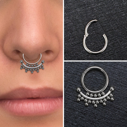 Surgical Steel Septum Ring Clicker Earring - TitaniumFashion