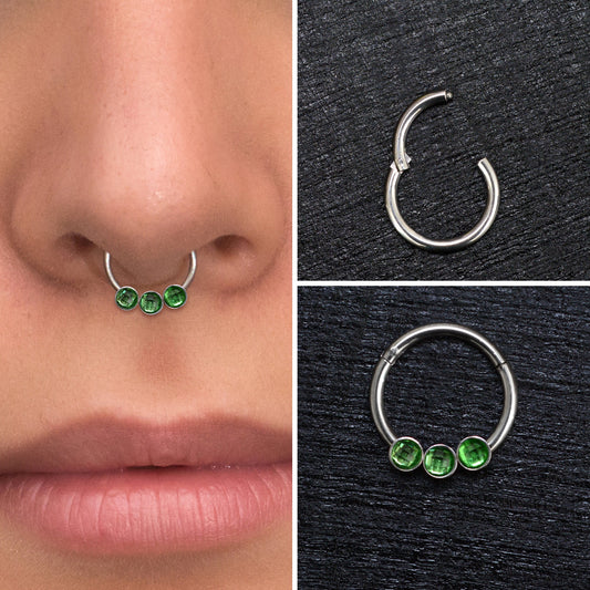 CZ Septum Ring Surgical Steel - TitaniumFashion