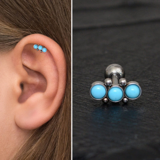 Turquoise Cartilage Curved Earring Surgical Steel - TitaniumFashion