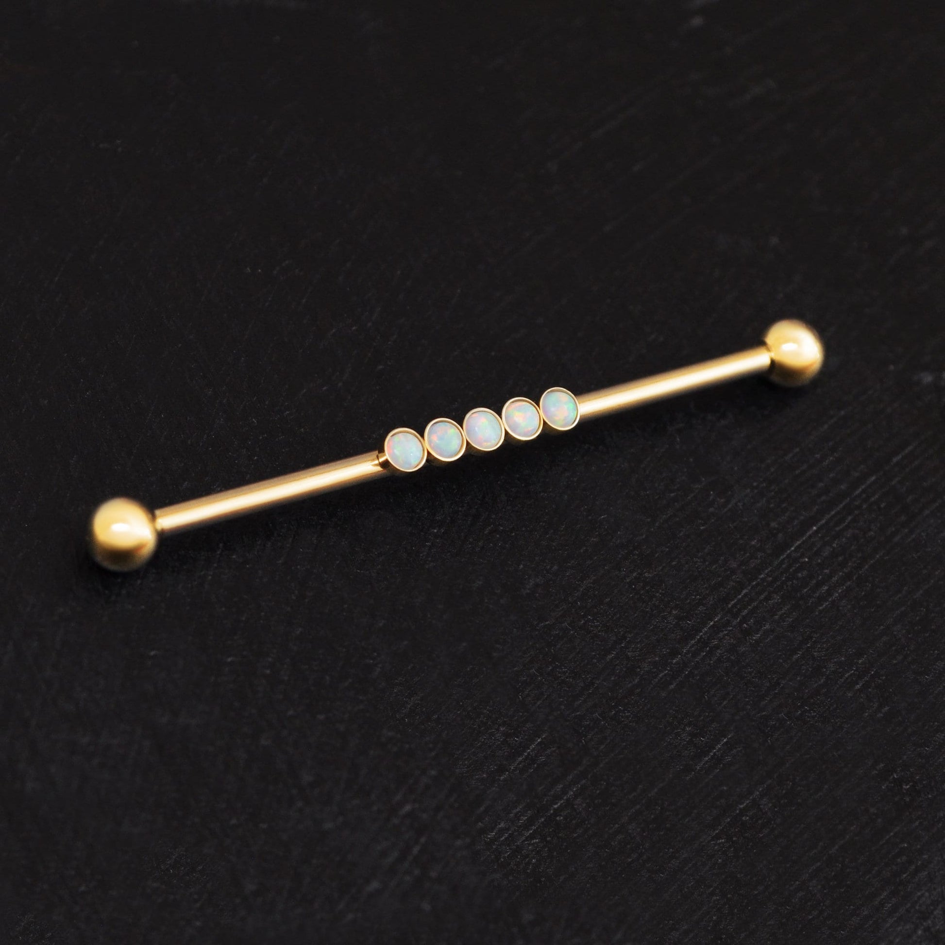 Opal Industrial Barbell 14g - TitaniumFashion