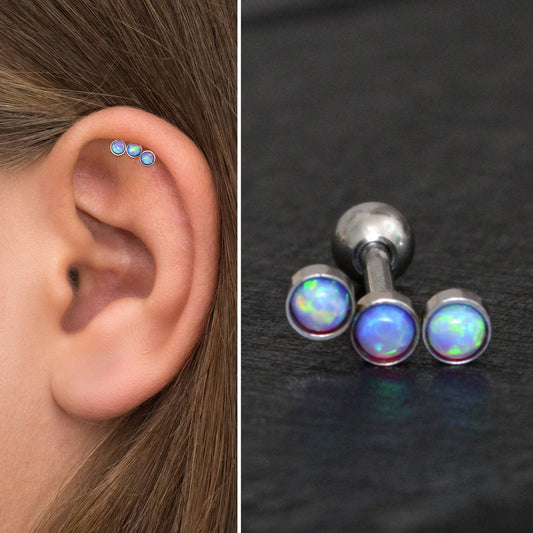 Titanium Cartilage Stud Earring Opal - TitaniumFashion