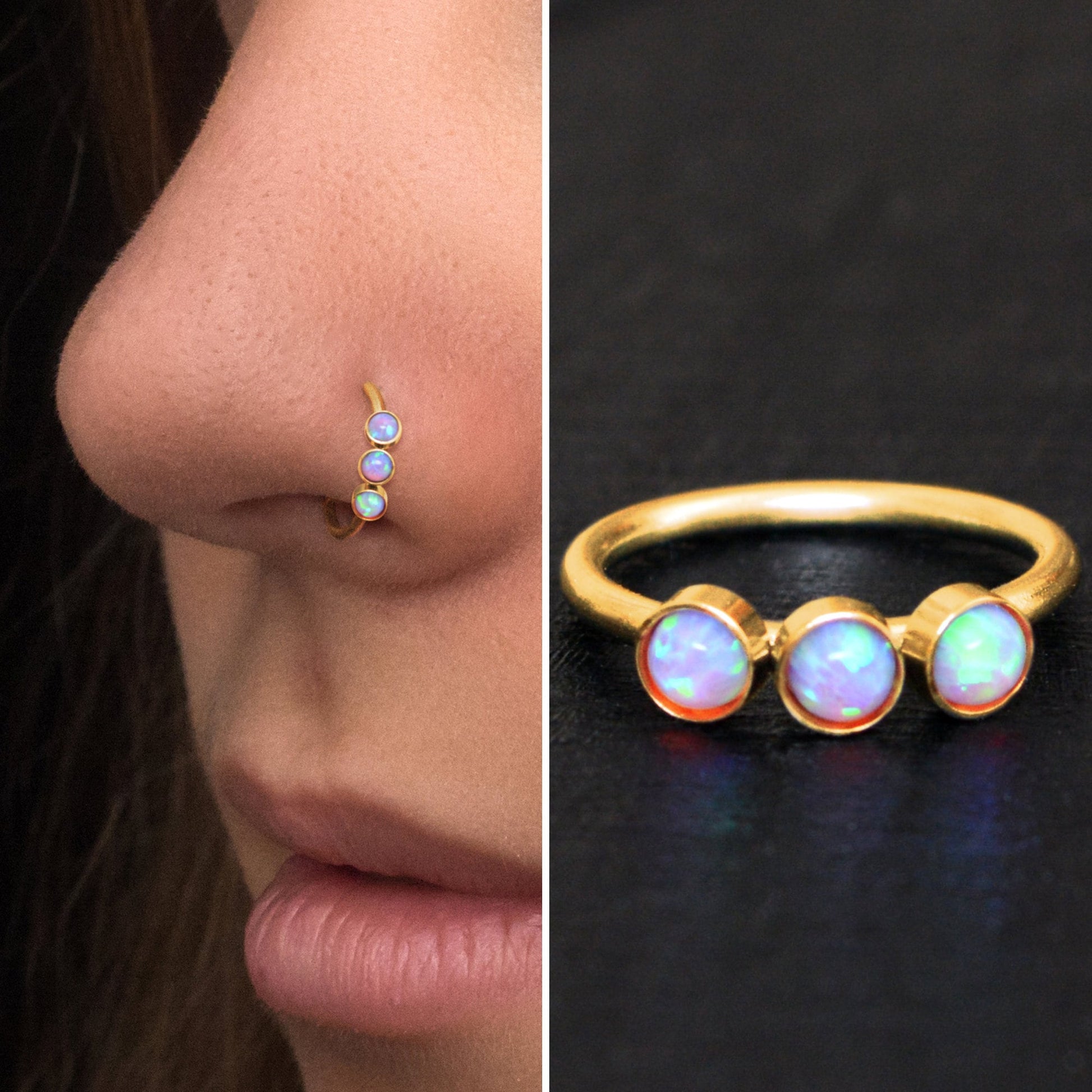 Opal Nose Jewelry Surgical Steel - TitaniumFashion