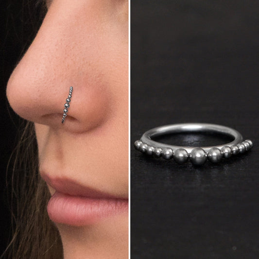 Surgical Steel Nose Ring Hoop - TitaniumFashion