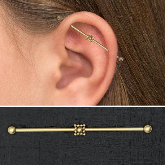 Surgical Steel Industrial Barbell 14g - TitaniumFashion