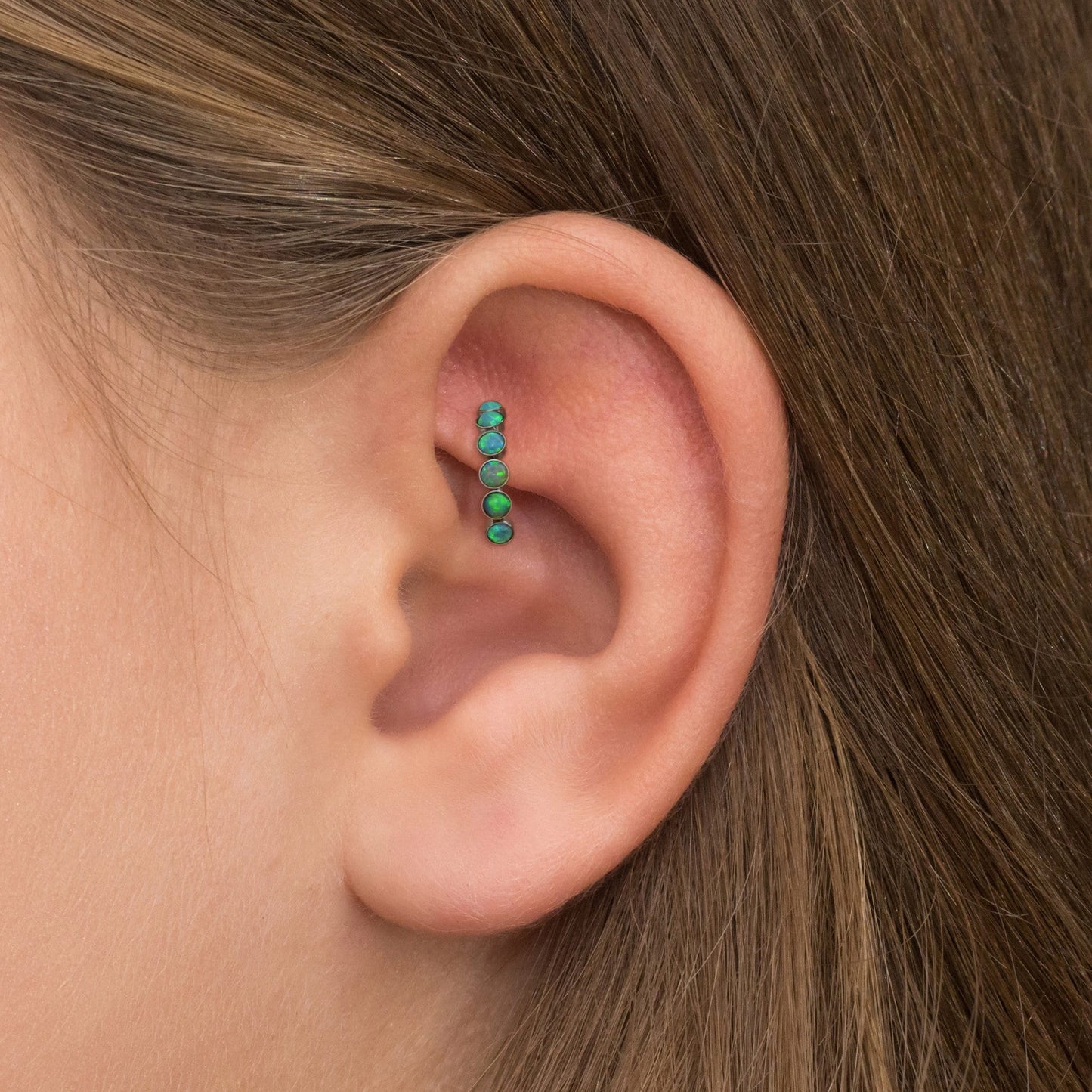 Opal Tragus Hoop Implant Grade Titanium - TitaniumFashion