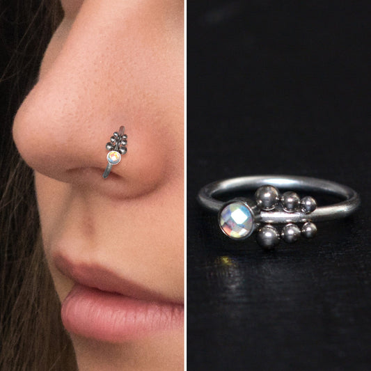 CZ Nose Ring Titanium Implant Grade - TitaniumFashion