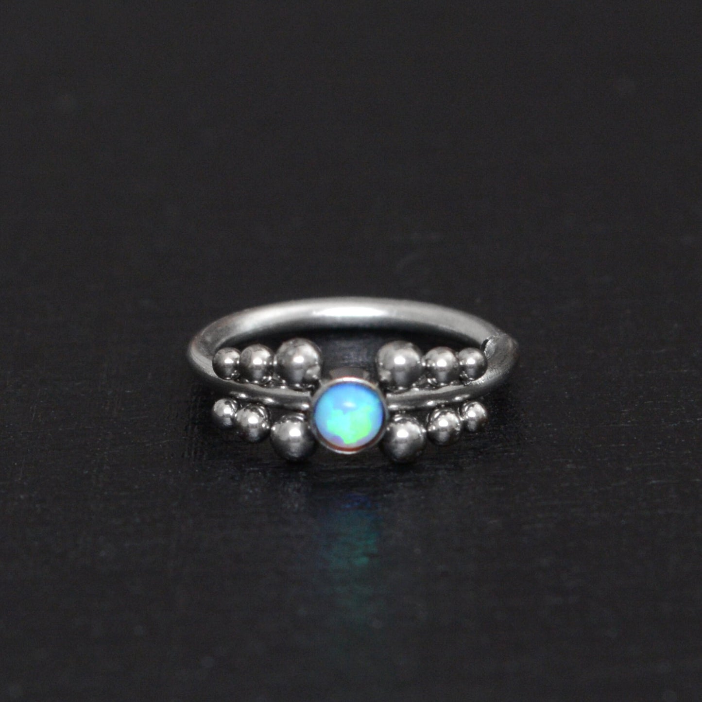 Implant Grade Titanium Nose Hoop Opal - TitaniumFashion