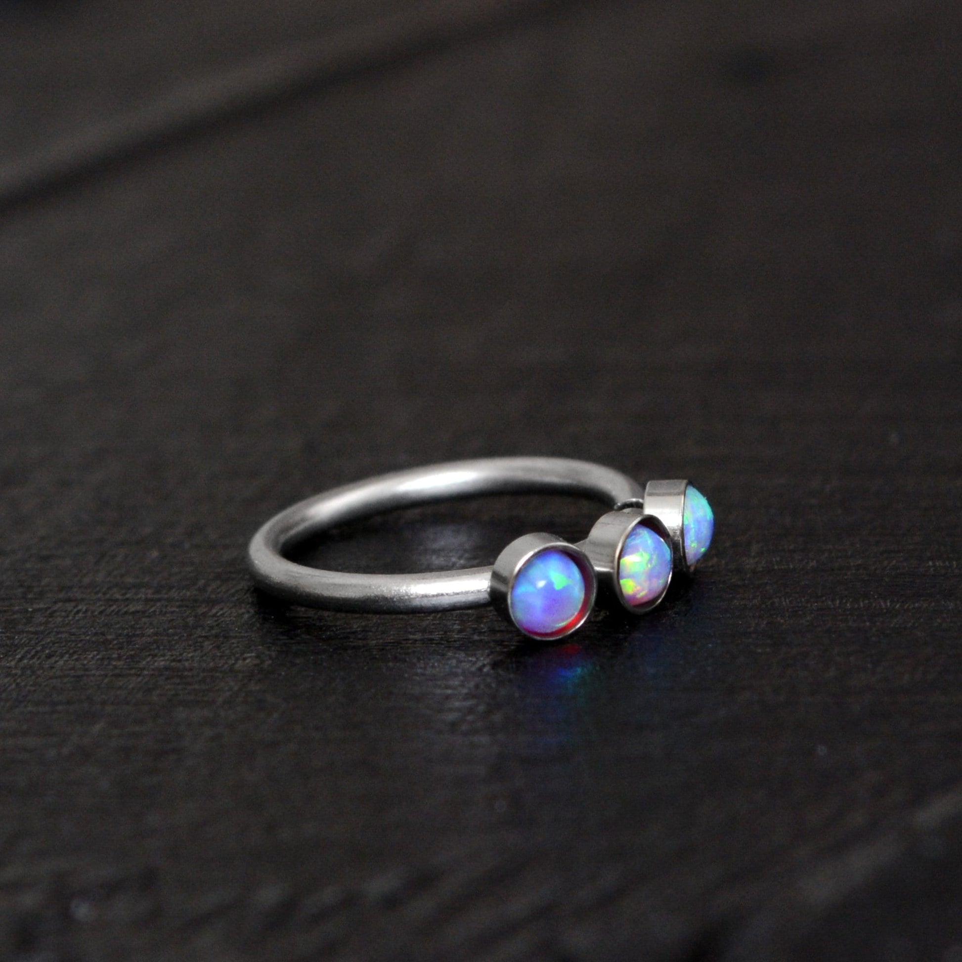 Implant Grade Titanium Nose Hoop Opal - TitaniumFashion