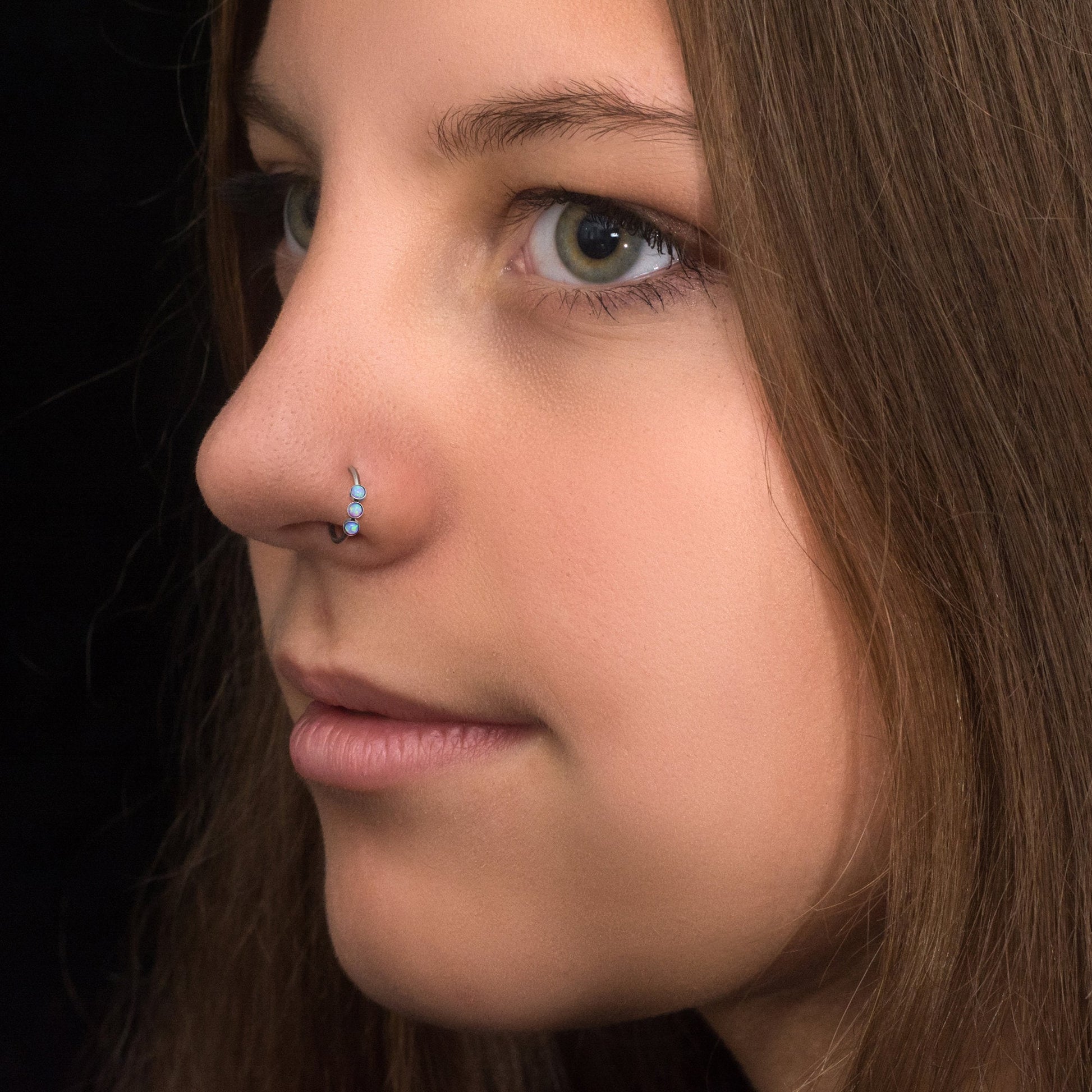 Implant Grade Titanium Nose Hoop Opal - TitaniumFashion