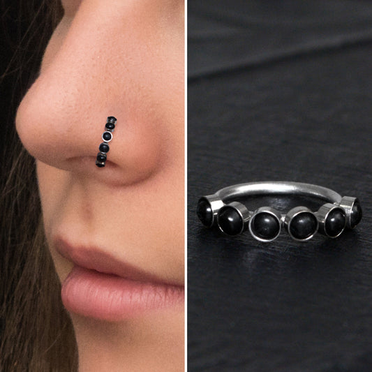 Onyx Nose Jewelry Titanium - TitaniumFashion