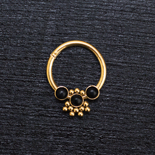 Onyx Septum Clicker Hoop Surgical Steel - TitaniumFashion