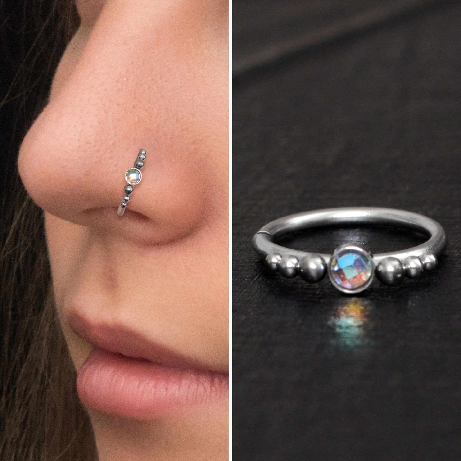 Implant Grade Titanium Nose Hoop CZ - TitaniumFashion