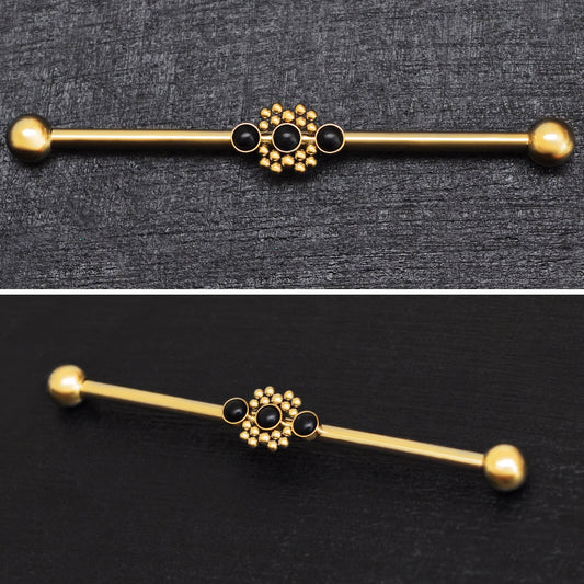 Onyx Industrial Piercing Jewelry Surgical Steel - TitaniumFashion