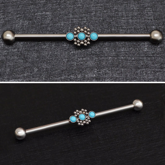 Turquoise Industrial Piercing Jewelry Titanium - TitaniumFashion