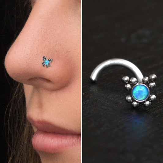 Opal Nose Stud Screw - TitaniumFashion