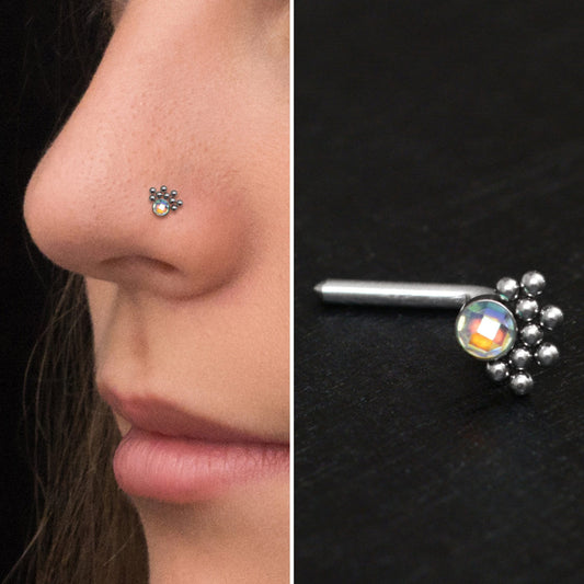 Titanium Nose Screw Stud CZ - TitaniumFashion