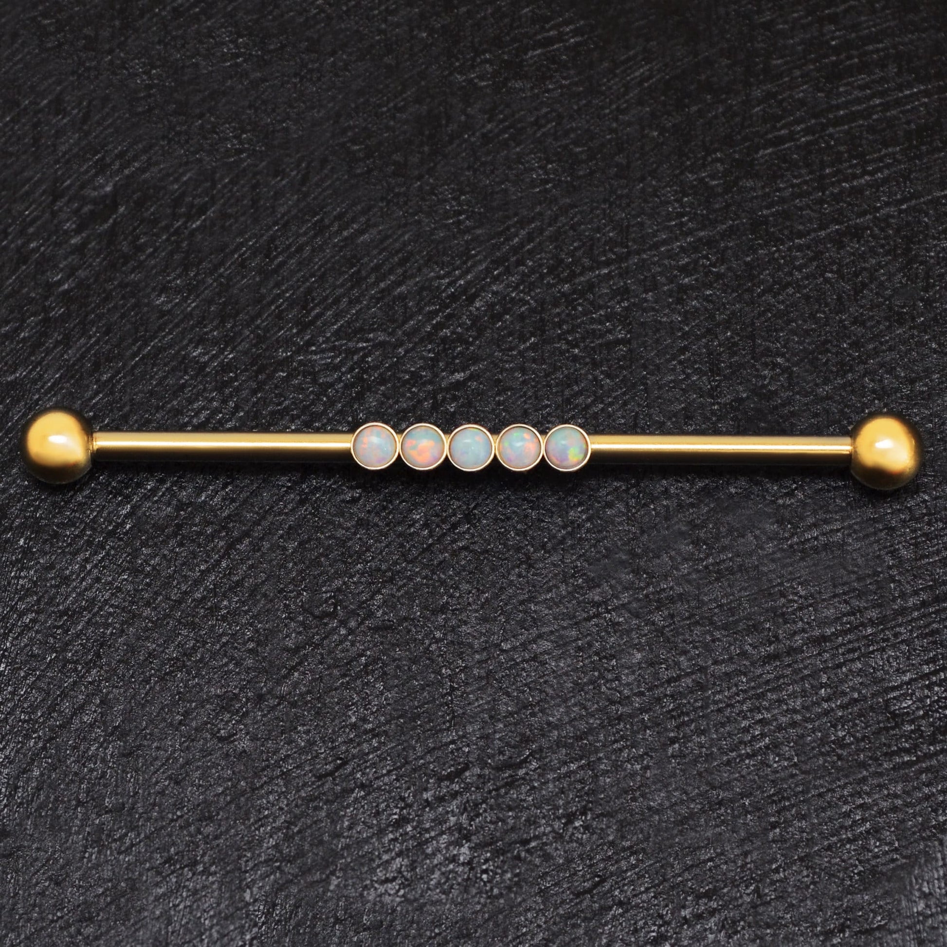 Opal Industrial Barbell 14g - TitaniumFashion