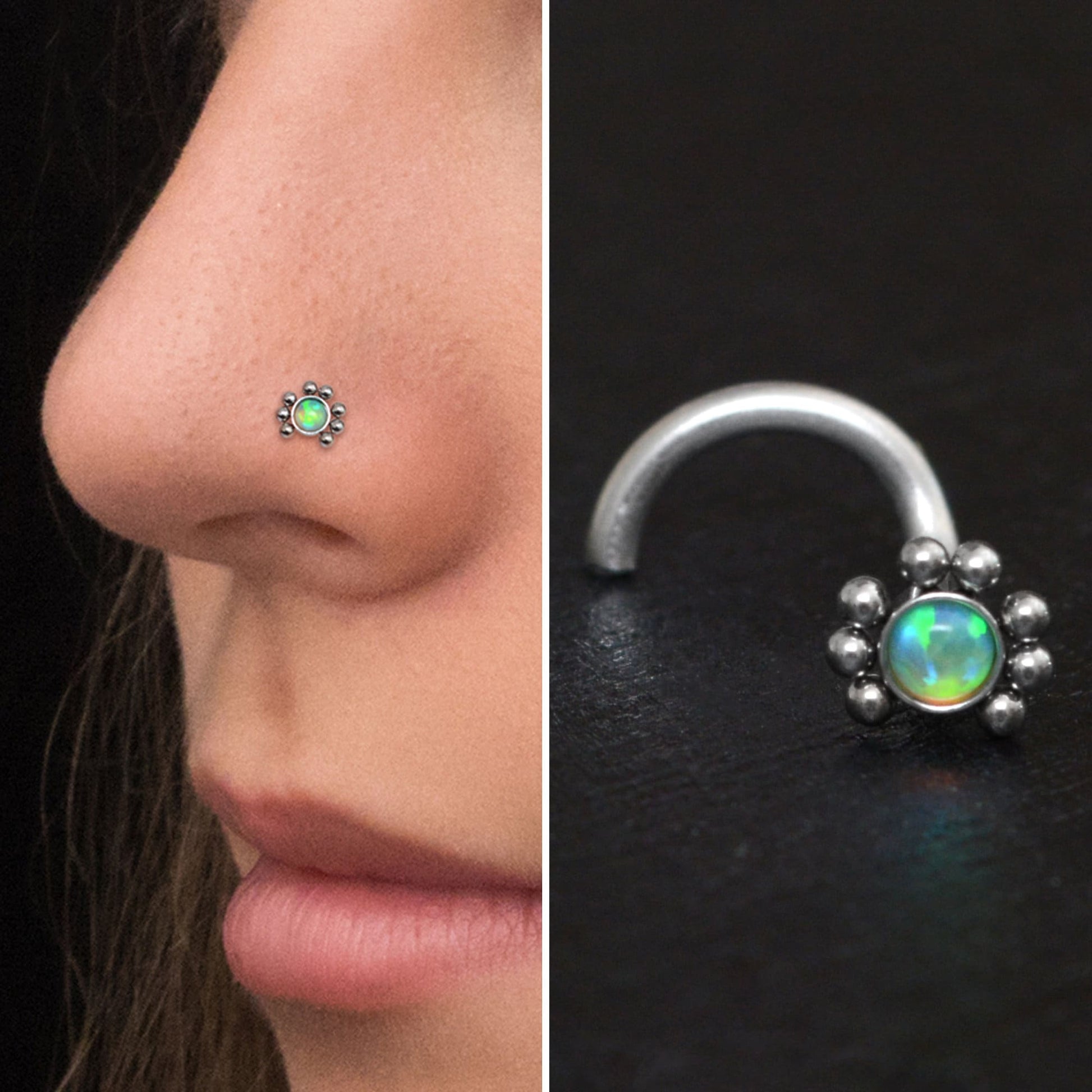 Opal Nose Stud Screw - TitaniumFashion