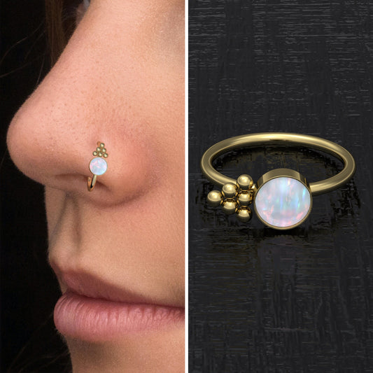 Opal Nose Jewelry Surgical Steel - TitaniumFashion
