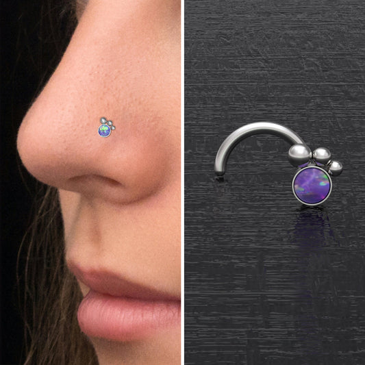 Surgical Steel Nose Screw Stud Opal - TitaniumFashion