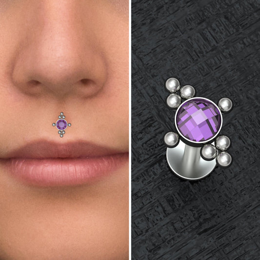 Titanium Lip Ring CZ - TitaniumFashion