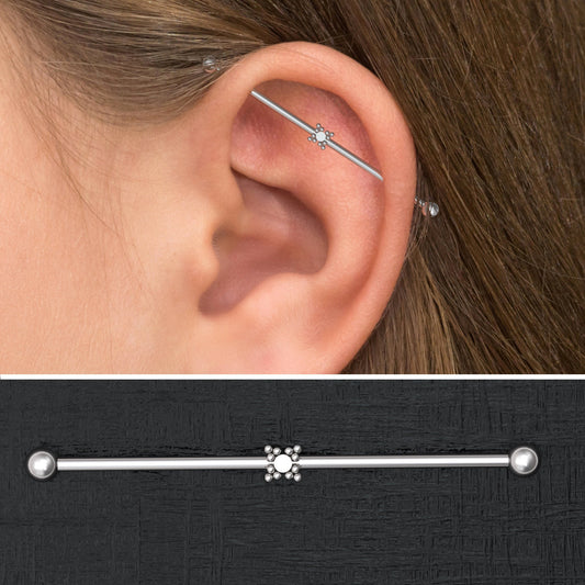 Surgical Steel Industrial Barbell 14g - TitaniumFashion