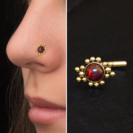 Opal Nose Bone Stud Surgical Steel - TitaniumFashion